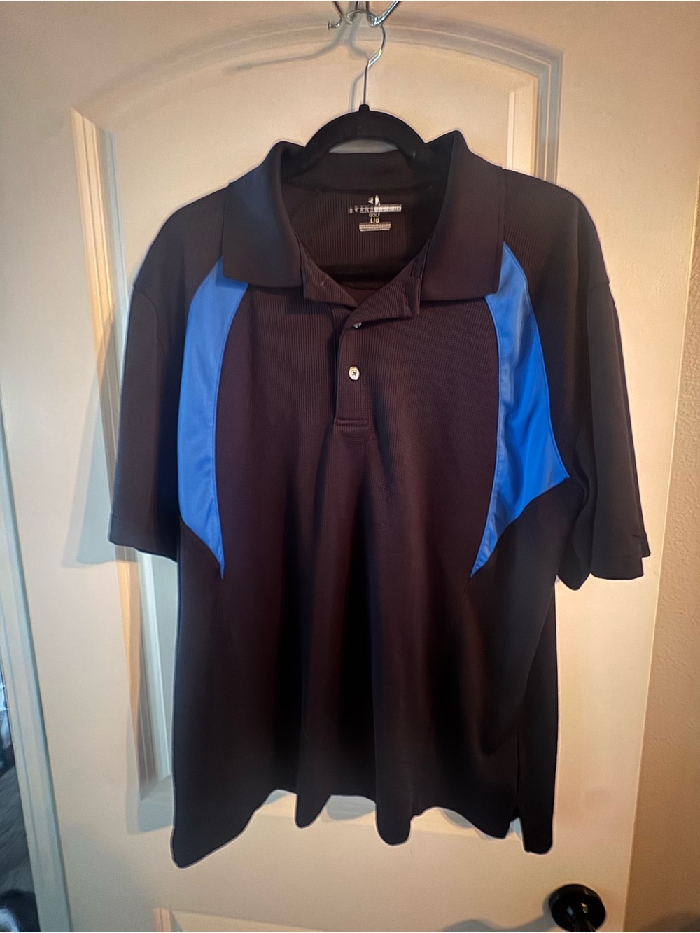 Grand Slam Black Polo with Blue Shoulder Panels
